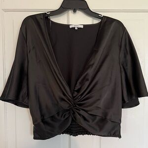 RO&DE black satin crop top